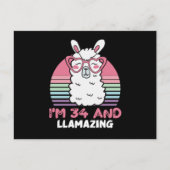 34 Year Old Bday Llamazing 34th Birthday Llama Postkarte (Vorderseite)