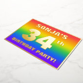 34th Birthday Party: Fun, Colorful Rainbow Pattern Folieneinladung (Gedreht)