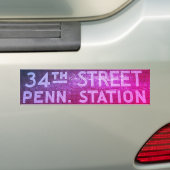 34th Street New York, New Tile Train Station Sign Autoaufkleber (Auf Auto)