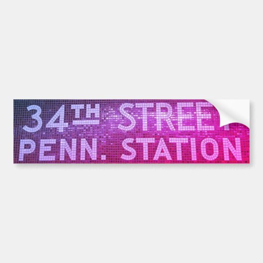 34th Street New York, New Tile Train Station Sign Autoaufkleber (Vorne)