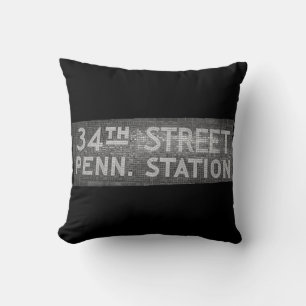 34th Street New York, New Tile Train Station Sign Kissen