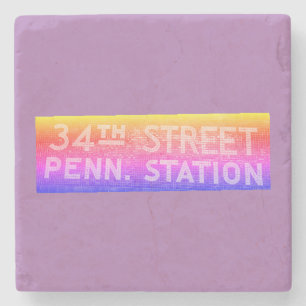 34th Street New York, New Tile Train Station Sign Steinuntersetzer