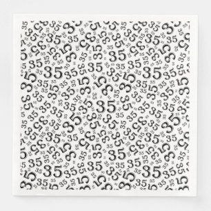 35. Age Random Number Pattern Schwarz/Weiß Serviette