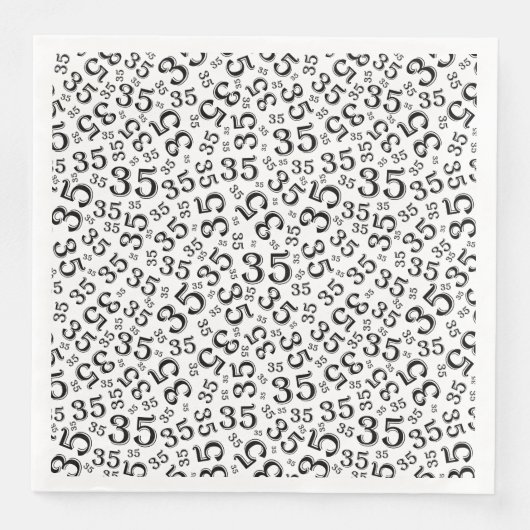 35. Age Random Number Pattern Schwarz/Weiß Serviette (Vorderseite)