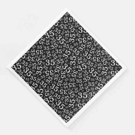 35. Age Random Number Pattern Schwarz/Weiß Serviette (Ecke)