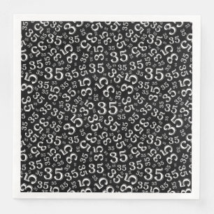 35. Age Random Number Pattern Schwarz/Weiß Serviette