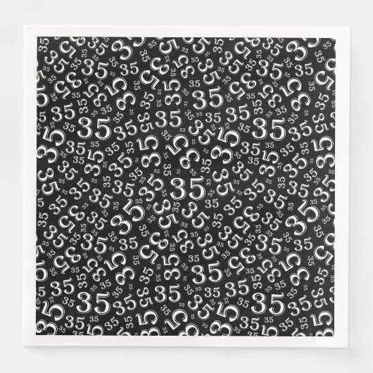 35. Age Random Number Pattern Schwarz/Weiß Serviette (Vorderseite)