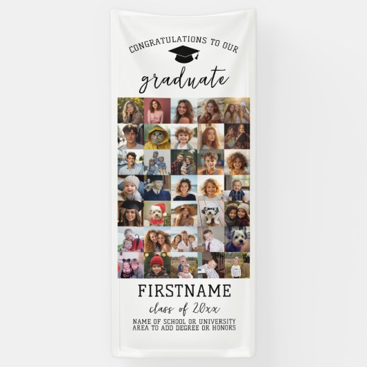 35 Foto - Abschluss Modernes Minimal Weiß Banner (Vertikal)