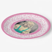 35 Foto Random Zahlenmuster Pink/Weiß Pappteller (Schrägansicht)