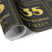 35. Geburtstag - Art Deco Inspiriert Look "35" & N Geschenkpapier (Rolleneckpunkt)