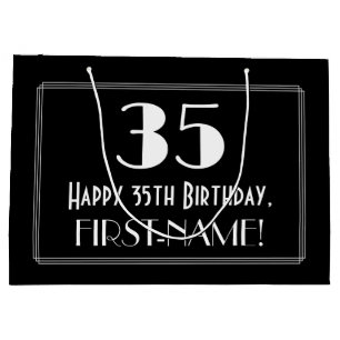 35. Geburtstag: Art Deco Inspiriert Stil "35", Nam Große Geschenktüte