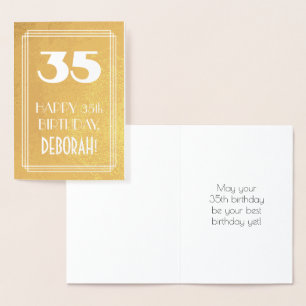 35. Geburtstag ~ Art Deco Stil "35" & Benutzerdefi Folienkarte