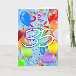 35. Geburtstag - Balloon Birthday Card - Happy Bir Karte