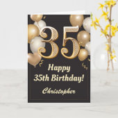 35. Geburtstag Black and Gold Balloons Confetti Karte (Gelbe Blume)