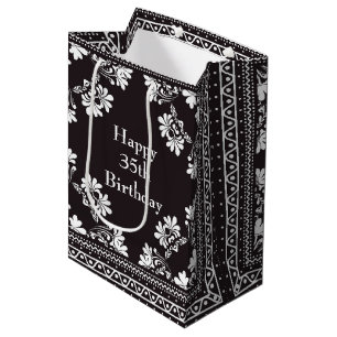 35. Geburtstag Black and White Bandanna Mittlere Geschenktüte