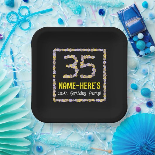 35. Geburtstag: Blumennummer, Individuelle Name, B Pappteller (Party)