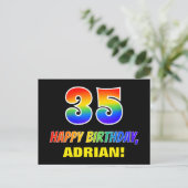 35. Geburtstag: Bold, Fun, Simple, Rainbow 35 Postkarte (Stehend Vorderseite)