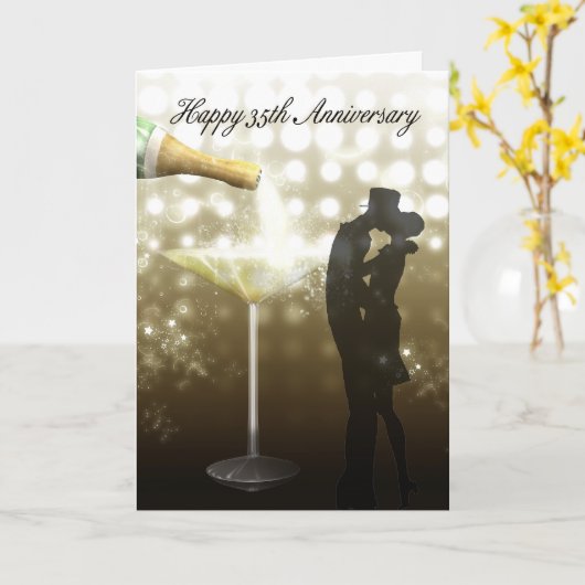 35. Geburtstag - Champagner Karte (Gelbe Blume)