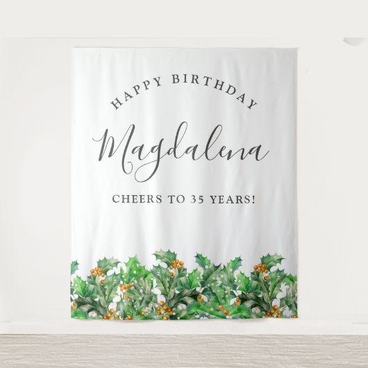 35. Geburtstag Dezember Geburtstag Blume Hintergru Wandteppich (Vorderseite)