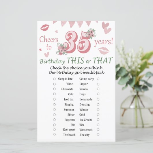 35. Geburtstag Dieses oder jenes Spiel (Stehend Vorderseite)