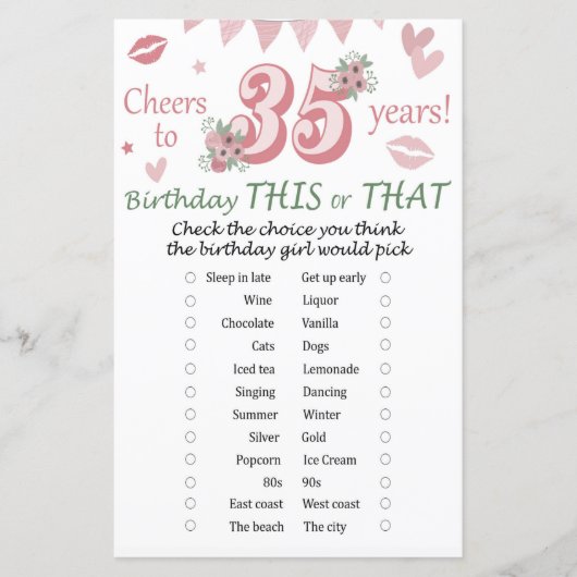 35. Geburtstag Dieses oder jenes Spiel (Vorderseite)