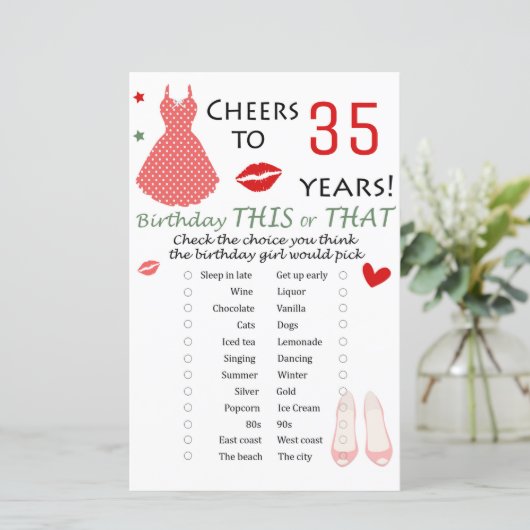 35. Geburtstag Dieses oder jenes Spiel (Stehend Vorderseite)