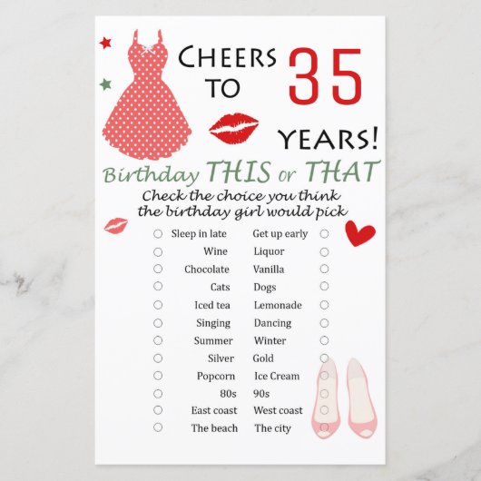 35. Geburtstag Dieses oder jenes Spiel (Vorderseite)