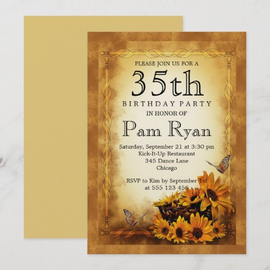 35. Geburtstag Einladung (Vorne/Hinten)