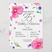 35. Geburtstag Einladung | Blumenmuster (Vorne/Hinten)