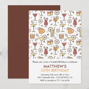 35. Geburtstag Einladungen Cocktail Muster Moderne