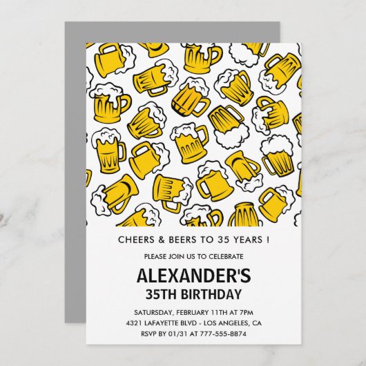 35. Geburtstag Einladungen Männer Cheers und Biere (Vorne/Hinten)