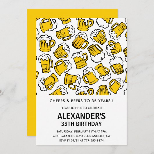 35. Geburtstag Einladungen Männer Cheers und Biere (Vorne/Hinten)