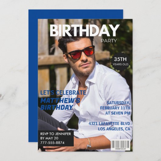 35. Geburtstag Einladungen Männer Him Magazine Cov (Vorne/Hinten)