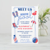 35. Geburtstag Einladungen Pool Party Sommer (Stehend Vorderseite)