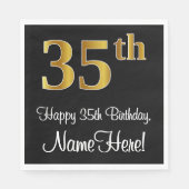 35. Geburtstag ~ Elegante Luxuriöse Imitate Gold L Serviette (Vorderseite)