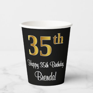 35. Geburtstag - Elegantes Luxuriöses Faux-Gold-Lo Pappbecher