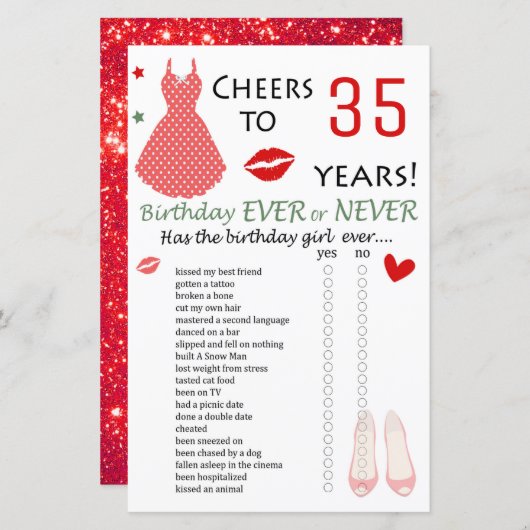 35. Geburtstag Ever oder Nie Game (Vorne/Hinten)