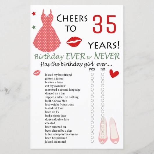 35. Geburtstag Ever oder Nie Game (Vorderseite)