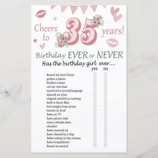 35. Geburtstag Ever oder Nie Game (Vorderseite)