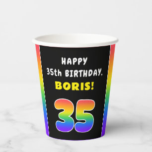 35. Geburtstag: Farbiger Regenbogen # 35, Individu Pappbecher