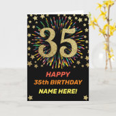 35. Geburtstag Feuerwerk Regenbogen Gold Spaß Karte (Gelbe Blume)