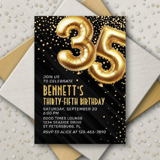 35. Geburtstag Gold Black Einladung
