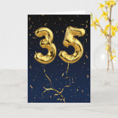 35. Geburtstag Gold Mylar Ballon und Confetti Karte (Gelbe Blume)