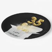 35. Geburtstag Goldballons in weißer Box Pappteller (Schrägansicht)