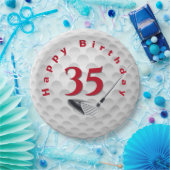 35. Geburtstag Golf Ball Design Paper Plate Pappteller (Party)
