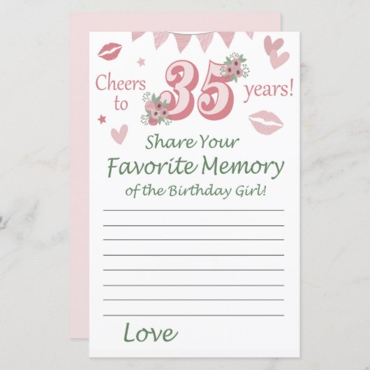 35. Geburtstag Lieblingsgedächtnis des Geburtstags (Vorne/Hinten)