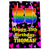 35. Geburtstag: Loving Hearts Pattern, Regenbogen Mittlere Geschenktüte (Vorderseite)