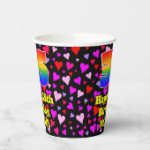 35. Geburtstag: Loving Hearts Pattern, Regenbogen Pappbecher (Links)