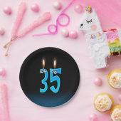35. Geburtstag mit hellen Kerzenzahlen Pappteller (Party)