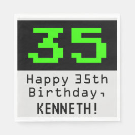 35. Geburtstag - Nerdy / Geeky Style "35" & Name Serviette